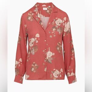 Aritzia Wilfred Tulum Floral Print Button Up Blouse Sz 2XS